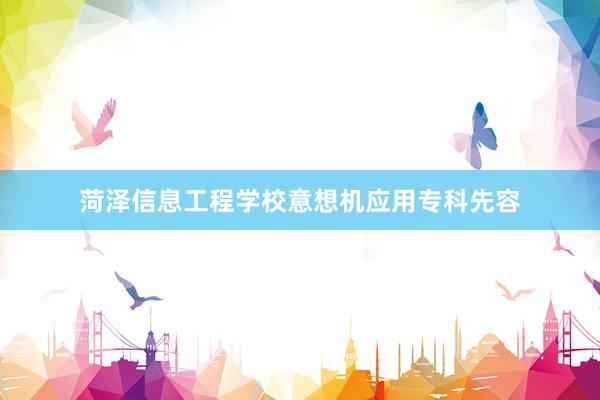 菏泽信息工程学校意想机应用专科先容